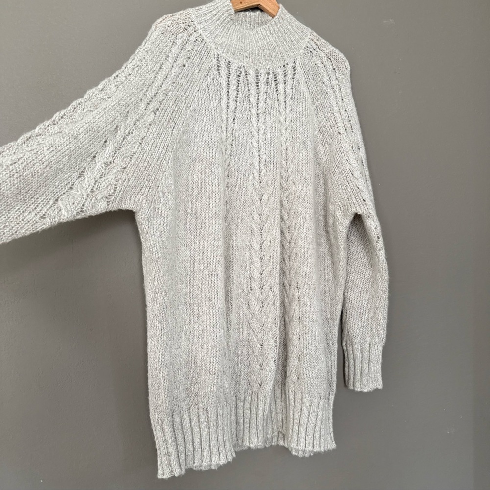 Caslon Gray Cowl Neck Sweater with Textured Knit